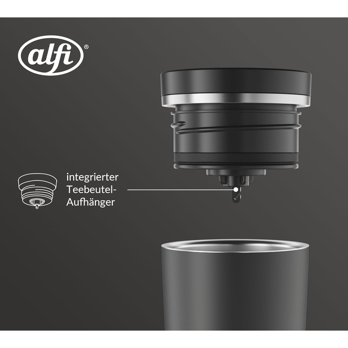 Термокружка Alfi ISO COFFEE MUG PRO, 0.38 л, нержавіюча сталь, для кави з собою, чорна