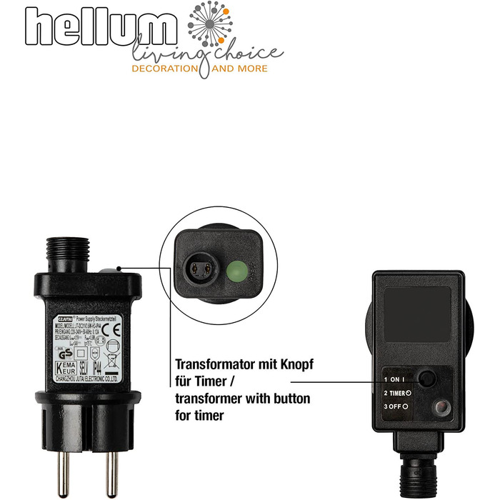Гірлянда hellum LED для вулиці з таймером, 19,9 м, 200 теплих білих LED, електрична з зеленим кабелем, для ялинки