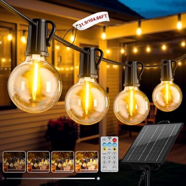 Сонячна гірлянда LED для вулиці 17.1м, 8 режимів, 24+1 лампи, акумулятор 3600mAh, IP44, для саду, балкону, вечірок