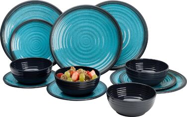 Набір посуду з меламіну Flamefield Premium Granite-Aqua