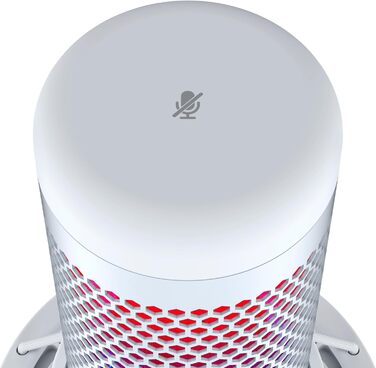 HyperX QuadCast S білий – USB конденсаторний мікрофон з RGB-підсвіткою для ПК, PS5, Mac, підвісом, 4 направленостями, поп-фільтром і регулятором чутливості, для геймінгу, стрімінгу, подкастів, Discord, Twitch