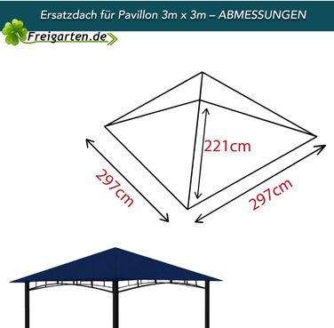 Заміна даху для павільйону 3x3 м Freigarten.de, водонепроникний, панама PVC 370 г/м², модель 3, колір морський синій