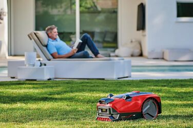 Газонокосарка-робот Einhell FREELEXO CAM 500 Power X-Change, 18V, безщітковий двигун, камера замість обмежувального дроту, для газонів до 500 м², ширина скошування 18 см, до 25% нахилу, акумулятор 3,0 Ah, 5 м магнітної стрічки