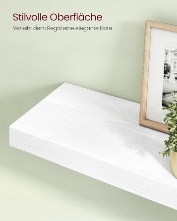 Полиця настінна VASAGLE Custos, набір 4 шт, біла 20x60x3.8 см для вітальні, кухні, офісу