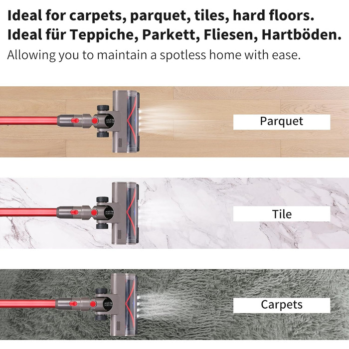 Насадка-щітка для пилососа Dyson V7/V8/V10/V11/V15 з LED, для килимів, паркету та твердих підлог, заміна щітки з блокуванням тригера