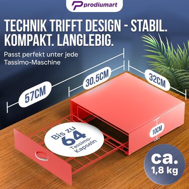 Тримач для капсул Tassimo на 64 кавових капсул, елегантний диспенсер-підставка для кавомашини Tassimo, червоний