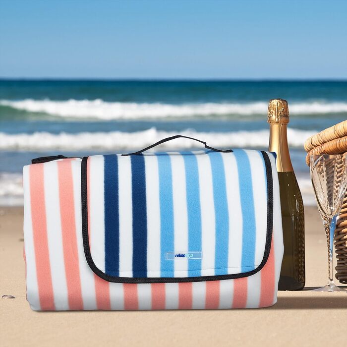 Пікнікова ковдра Relaxdays XXL 200x300 см, водонепроникна, флісова, термоізоляційна, для пляжу, різнокольорова, поліестер, алюміній, піноматеріал
