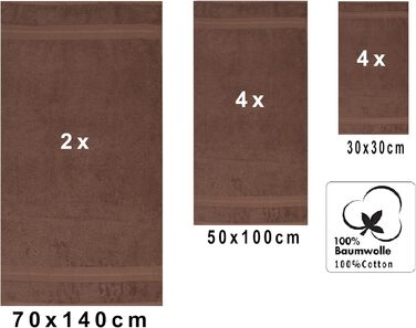Рушники Betz 10 шт. золоті, люкс, 100% бавовна, 600 г/м²: 2 банних, 4 для рук, 4 для обличчя, колір горіх