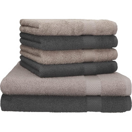 Набір рушників Betz Palermo 6 шт: 2 банних 70x140 см, 4 для рук 50x100 см, сауна-рушник, антрацит (Stone)