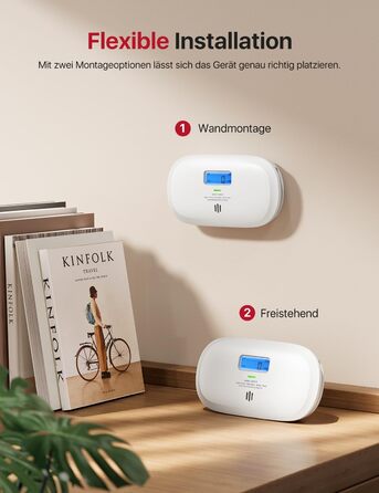 X-Sense Детектор чадного газу XC0C-iR з LCD-дисплеєм, сертифікат TÜV Rheinland, керування через додаток, змінна батарея, 1 шт. Білий