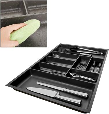 Вставка для столових приборів Orga-Box 2, антрацит, з текстурою Canvas, розмір 461x709 мм, для ящиків Nobilia 80 см до 07/2012