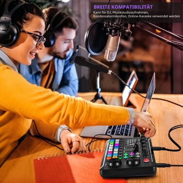 Звукова карта Facmogu F998 для стрімінгу, подкастів, караоке: аудіомікшер з ефектами та вокодером