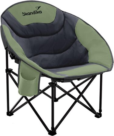 Кемпінгове крісло Skandika Sirkka Moonchair, м'яке, складане, з підстаканником, холодильним відділенням, ручкою для перенесення та сумкою, протиковзкі ніжки, до 150 кг, сіре