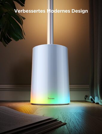 Світлодіодна торшерна лампа Govee RGBIC 152 см, сіра, керування Alexa/Matter, 16 млн кольорів, музичний режим, для вітальні, спальні, ігрової кімнати
