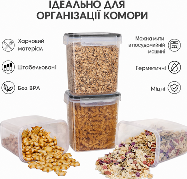 Набір контейнерів для зберігання Vtopmart, 16 шт, герметичні, BPA-free, для кухні, з кришками, для борошна, цукру, круп, з маркером і етикетками