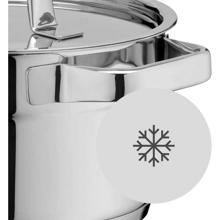 Набір каструль WMF Compact Cuisine 5 предметів, індукційний, нержавіюча сталь, з кришками, полірований Cromargan, без покриття, з внутрішньою шкалою