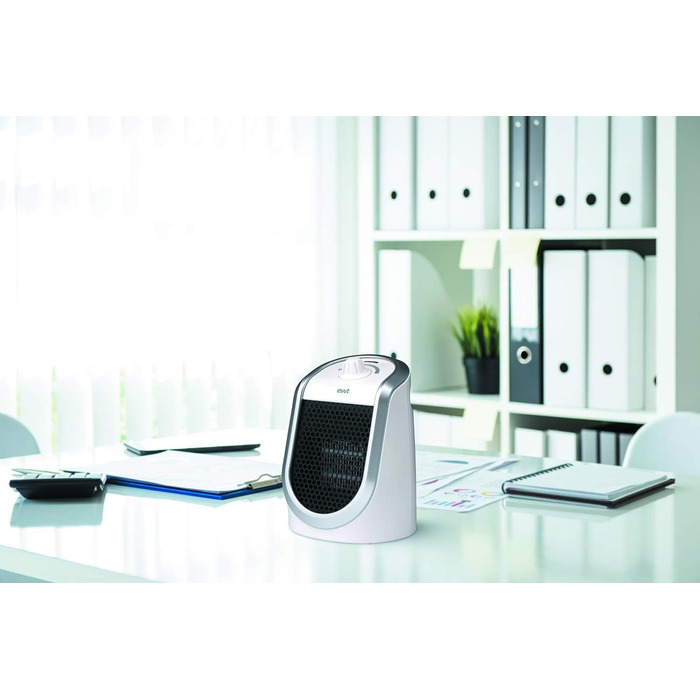 Керамічний обігрівач EWT DDF 250 Вт, настільний, з USB, термостатом, LED підсвічуванням і зарядкою для смартфона, білий