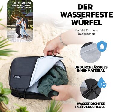 Набір компресійних органайзерів для одягу BACK&PACKER® (6 предметів) — дорожні пакувальні куби з перероблених матеріалів для валізи та рюкзака, чорний