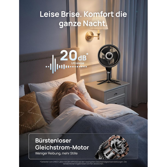 Вентилятор кімнатний DREO Smart-Ventilator: Охолодження, 150° осциляція, DC мотор, 12 режимів, пульт, таймер 12 год