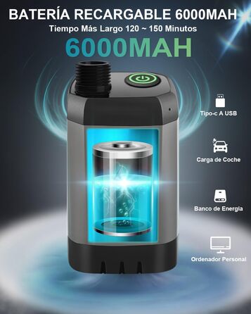 Портативний душ AUTOPkio для кемпінгу з акумулятором 6000 мА·год, цифровий дисплей, заряджуваний, для кемпінгу, подорожей, домашніх тварин, аварій, чорний