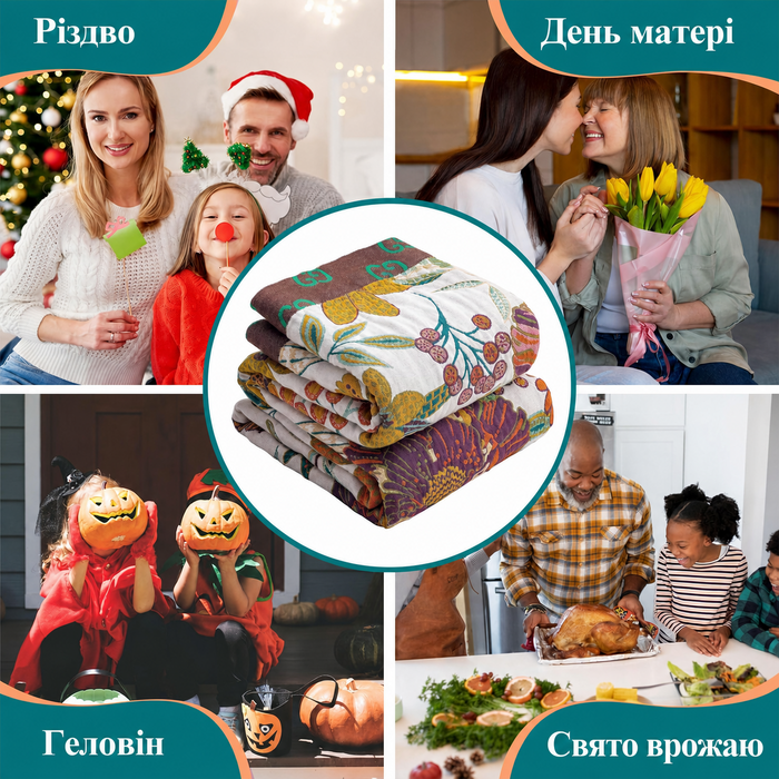 HOORDRY Ковдра-плед з бавовни 150x200 см, 4-шарова, дихаюча, м'яка, біло-зелена, для дивана та всіх сезонів