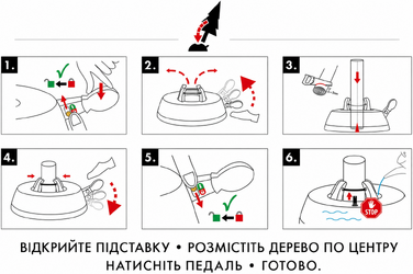 Підставка для ялинки KRINNER X-260 з педаллю та баком 3,5 л, для дерева до 2,6 м, Німеччина