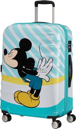 Валіза American Tourister Wavebreaker Disney Mickey Blue Kiss, 67 см, 64 л, багатобарвна, на колесах-спінерах