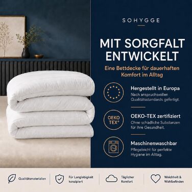 Всесезонна ковдра SOHYGGE для дорослих та дітей, 100% мікрофібра (перероблений поліестер), сертифікат Oeko-Tex, 140 x 200 см
