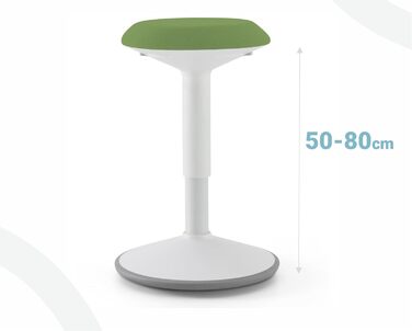 Стілець-балансир Black Point з ефектом свингу, регульована висота 50-80 см, біло-зелений. Ергономічний стілець для здорової роботи