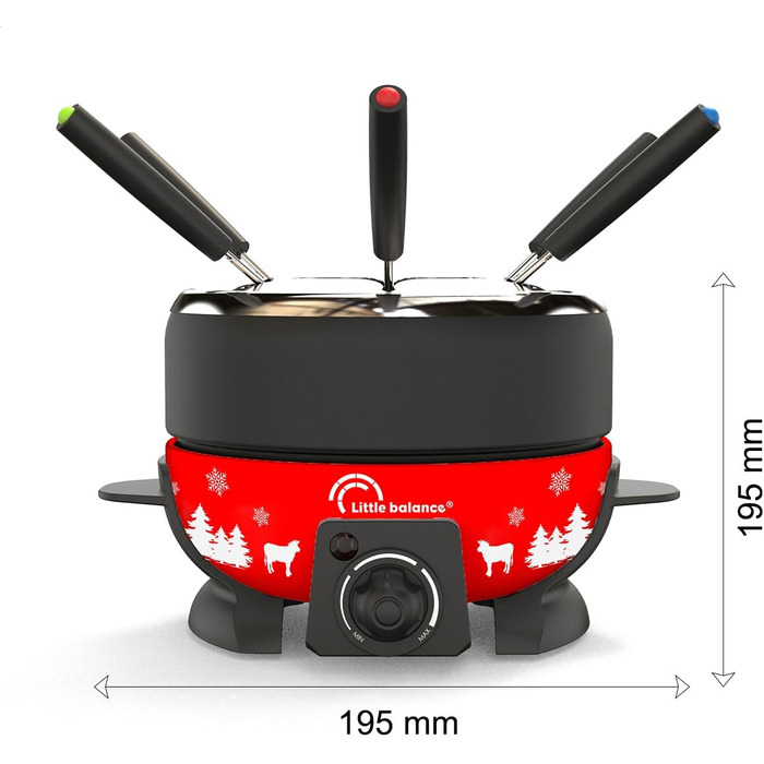Електричний пристрій для фондю LITTLE BALANCE Happy Fondue 8 Meuuuh, антипригарне покриття, 2 л, 800 Вт, червоний