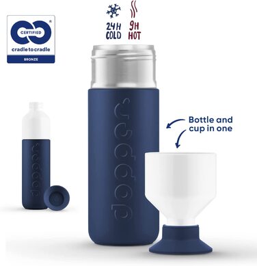 Термос Dopper Insulated Breaker Blue 580 мл – термочашка з нержавіючої сталі, для кави, чаю, подвійні стінки, не протікає, зберігає холод до 24 годин, тепло до 9 годин