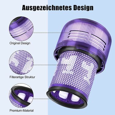 HEPA фільтр для пилососа Dyson V12 Detect Slim, комплект 3 фільтри + щітка, змінний фільтр 971517-01, аксесуари для акумуляторного пилососа