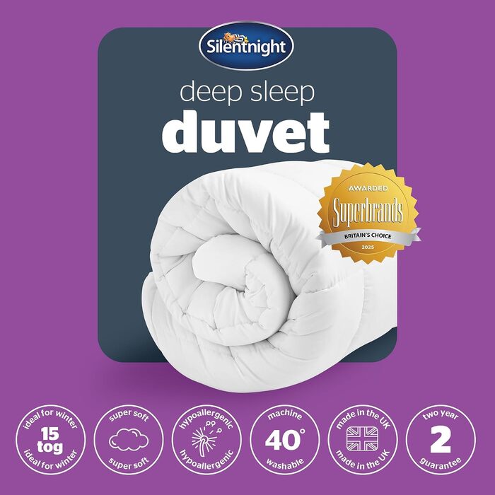 Ковдра Silentnight Deep Sleep для одного ліжка, мікрофібра, біла (тепла, 15 Tog)
