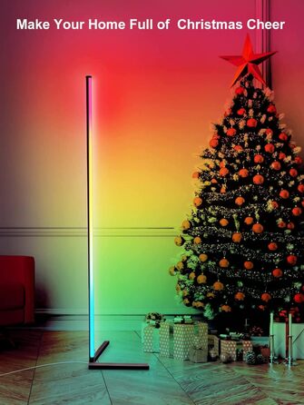 LED торшер DeeprBling для вітальні 165 см, кутова RGB лампа з димуванням, пультом і додатком, 16 млн кольорів, музичний та DIY-режими, таймер, для спальні, ігрової кімнати, офісу, читального залу, трикутна база