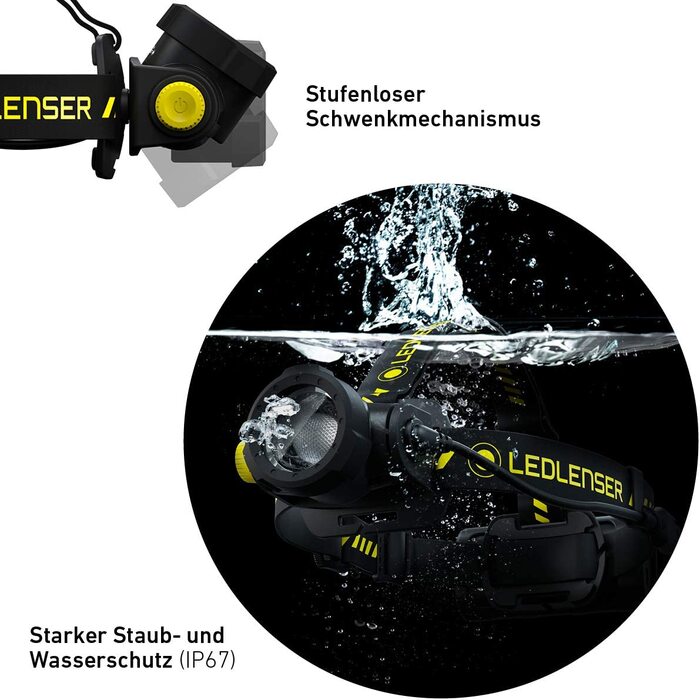 Налобний ліхтар Ledlenser H15R Work, 2500 люмен, LED, акумуляторний, IP67, високий CRI, фокусування, димер, дальність 250 м, з кріпленням на шолом та USB-магнітною зарядкою