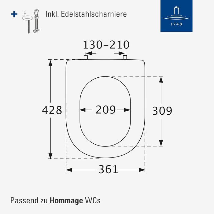 Сидіння для унітазу Villeroy & Boch Hommage з мікроліфтом, Duroplast, D-подібне, білий глянцевий (Alpin)