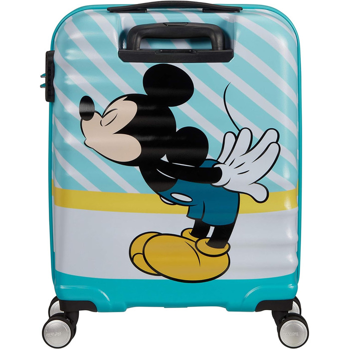 Дитяча валіза American Tourister Wavebreaker Disney Mickey Blue Kiss 55 см 36 л, багатобарвна, жорсткий чемодан на колесах, спінер для дітей