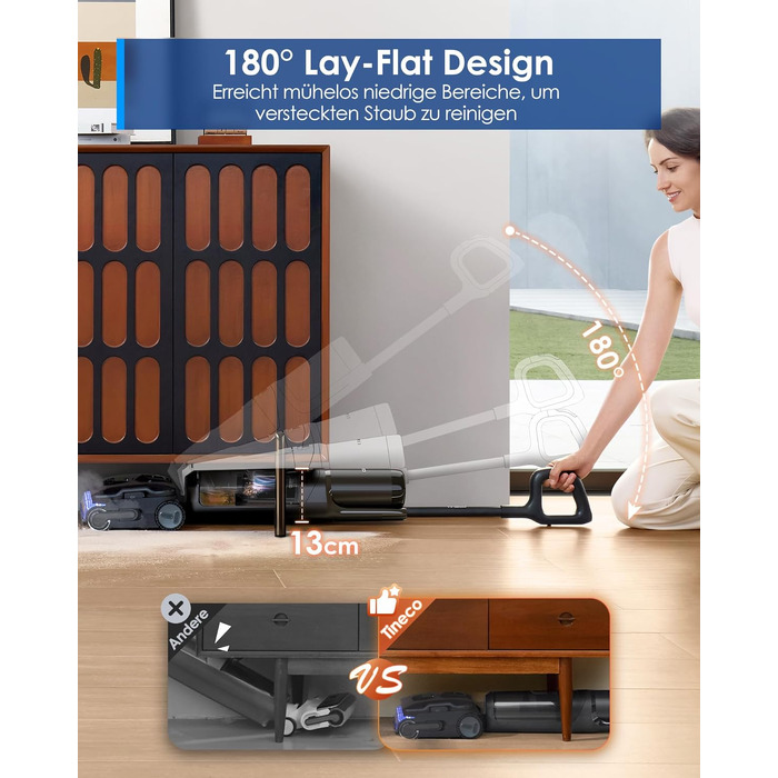 Tineco Floor One S7 Stretch Steam: Акумуляторний пилосос 2-в-1 для вологого та сухого прибирання, 22000 Па, для твердих підлог, шерсті тварин