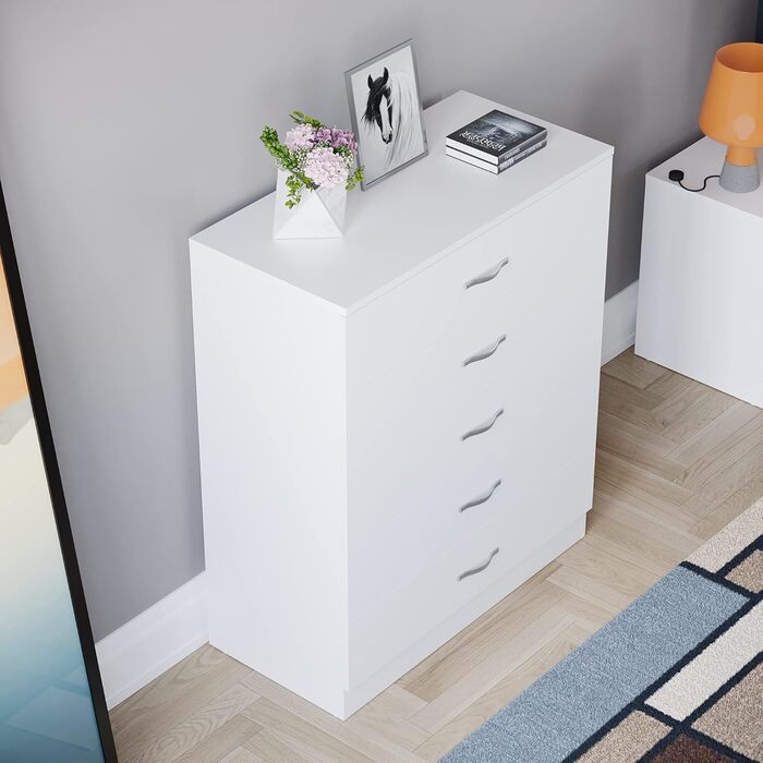 Комод Vida Designs, ДСП, білий, 90x36x75 см, 5 шухляд
