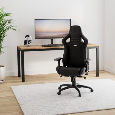 Ігрове крісло noblechairs Epic чорне, ергономічне, з підголівником і поперековою підтримкою, PU-шкіра, для користувачів до 120 кг і 185 см
