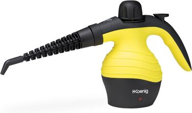 Пароочисник ручний H.Koenig NV60, 3,5 бар, 1000 Вт, 350 мл, насадки, жовтий