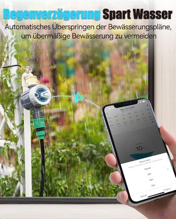 Таймер для поливу RainPoint WiFi з латунним входом: автоматична система поливу для саду та газону з керуванням через APP (2.4 GHz WiFi/Bluetooth)