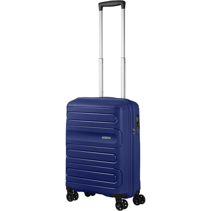 Валіза American Tourister Sunside 55 см, 35 л, темно-синя, ручна поклажа, на 4 колесах