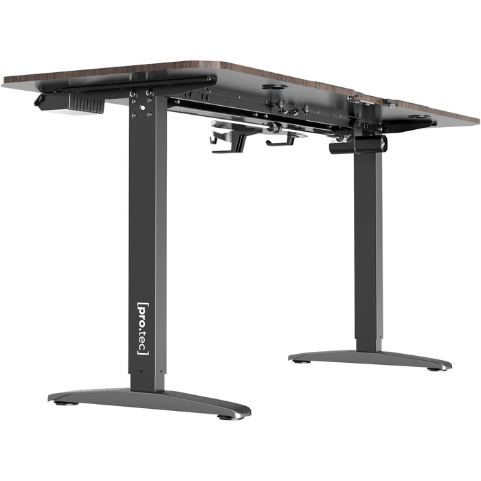 Електричний стіл pro.tec Oxnard 160x75 см з регулюванням висоти, пам'яттю, алюмінієвим каркасом, навантаженням до 80 кг, підставкою для напоїв і гачком для навушників, горіхова текстура