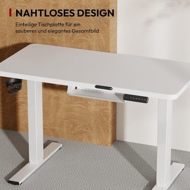 Регульований по висоті стіл SANODESK 180x80 см - великий стіл для роботи стоячи, вантажопідйомність 80 кг, тихий та швидкий, для дому та офісу (білий)