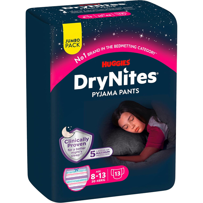 Нічні підгузки-труси Huggies DryNites для дівчаток 8-13 років, 52 шт, Pyjama Pants