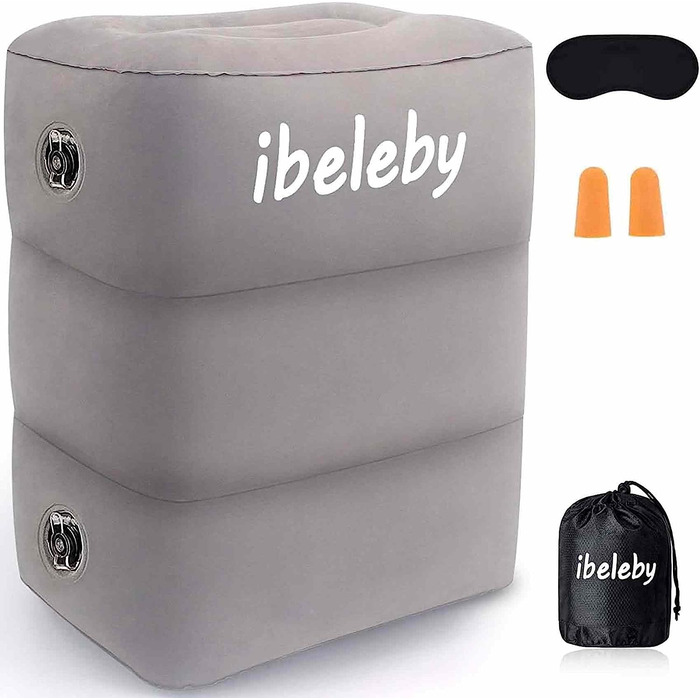 iBeleby Надувна підставка для ніг у літак, дитяча дорожня подушка для сну, регульована подушка для підтримки ніг, портативний дорожній аксесуар для офісу, дому та подорожей