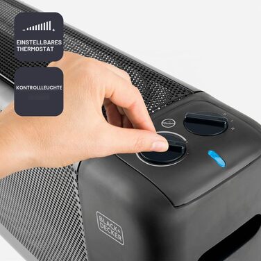 Масляний радіатор BLACK+DECKER BXRA2300E, 1500 Вт, 11 секцій, з термостатом та захистом від перегріву, чорний