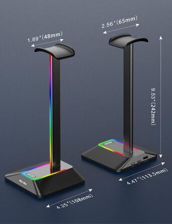Підставка для навушників New Bee з RGB підсвіткою, USB Type-C зарядкою та передачею даних, універсальний тримач для геймерських навушників, чорний