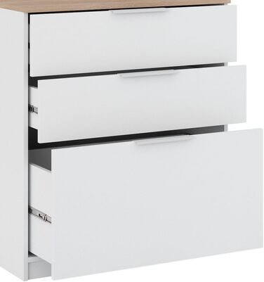 Комод Vicco Betti 80x90 см, білий/сонома, з 3 шухлядами